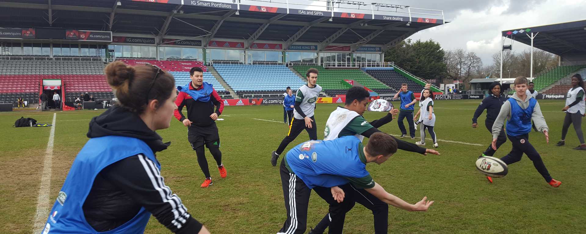 Young people playing rugby